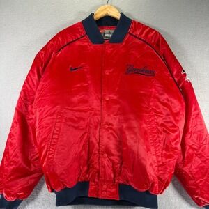Vintage Nike‎ New York Yankees MLB Satin Bomber Jacket Red Mens Large Y2K